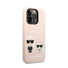 Karl Lagerfeld Karl Lagerfeld Tekoči silikon Karl &amp; Choupette MagSafe - ohišje za iPhone 14 Pro (roza)