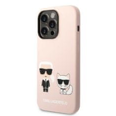 Karl Lagerfeld Karl Lagerfeld Tekoči silikon Karl &amp; Choupette MagSafe - ohišje za iPhone 14 Pro Max (roza)