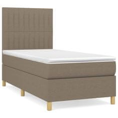 Vidaxl Box spring postelja z vzmetnico taupe 90x200 cm blago