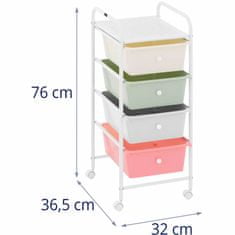 Noah Frizerski voziček kopalniška toaletna omara 4 predali 36 x 32 x 76 cm - barvni