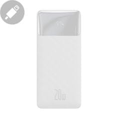 BASEUS Bipow powerbank s hitrim polnjenjem 20000 mAh USB-A microUSB kabel 0,25 m bela