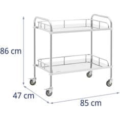 Miramarket Voziček za obdelavo v kozmetičnem laboratoriju iz jekla z 2 policama 85 x 47 x 86 cm 15 kg