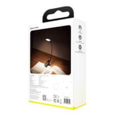 BASEUS Mini LED svetilka za branje z zaslonom in sponko sive barve
