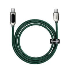 BASEUS Kabel USB-C 100W 5A Power Delivery s prikazom merilnika porabe 2m zelen