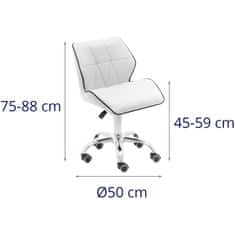 NEW Kozmetični vrtljivi stol z naslonom na kolesih 45-59 cm ELGG - bela