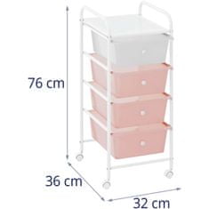 NEW Frizerski voziček kopalnica pomočnik 4 predali 36 x 32 x 76 cm - roza bela