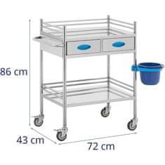 Noah Voziček za kozmetične laboratorijske postopke STAL 2 polici 2 predala 72 x 43 x 86 cm 40 kg