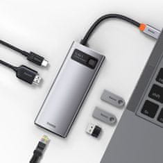 PRO Večnamenski 6-v-1 USB USB-C PD HDMI 3x USB 3.2 RJ45 Siva