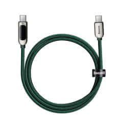 BASEUS USB-C pleteni kabel USB-C 100W s prikazom merilnika moči 1m zelen