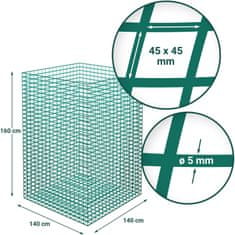 Noah Mreža za seno v balah listi očesa 45 x 45 mm 140 x 140 x 160 cm