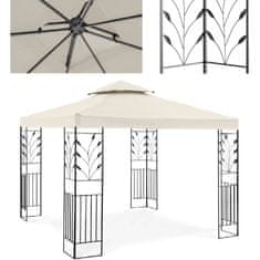 shumee Vrtni paviljon Gazebo z ornamentom, zložljiv, 3 x 3 x 2,6 m, krem