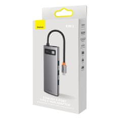 Noah StarJoy HUB 8v1 USB-C 3xUSB HDMI RJ45 SD in TF PD bralnik kartic sive barve