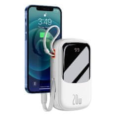 BASEUS Powerbank s hitrim polnjenjem 20000mAh 20W QC-PD-SCP-FCP Iphone Lightning kabel bela