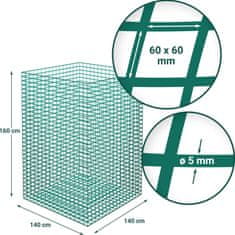 Wiesenfield Mreža za seno v snopih za krmljenje konj očesa 60 x 60 mm 1,4 x 1,4 x 1,6 m