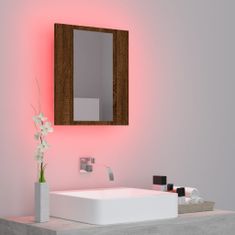 Vidaxl LED kopalniška omarica z ogledalom rjavi hrast 40x12x45 cm