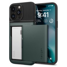 slomart spigen slim armor cs, abyss green - iphone 15 pro