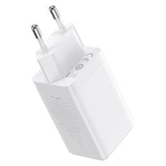 BASEUS GaN 2x USB-C USB hitri polnilec 65W + USB-C kabel bele barve