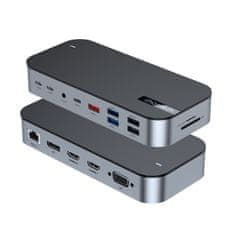 slomart choetech hub m52 usb-c - usb-c pd/usb-c/usb-a/hdmi/vga/dp/sd/tf/rj45/aux - siva