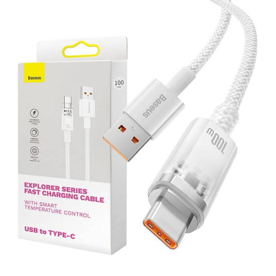 BASEUS kabel za hitro polnjenje iz USB v USB-C 6a,1m (bel)