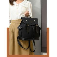 Dollcini Modni ženski karirasti nahrbtnik, torba iz umetnega usnja, potovalna/službena/dnevna, črna