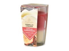Emocio Glass 76x118 mm Dvobarvna dišeča sveča Vanilla Cream & Apple Cinnamon
