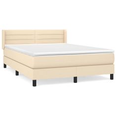 Vidaxl Box spring postelja z vzmetnico krem 140x200 cm blago