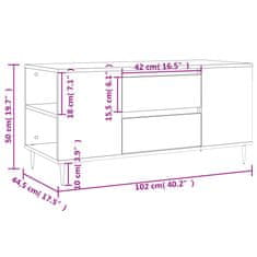 Vidaxl Klubska mizica dimljeni hrast 102x44,5x50 cm inženirski les