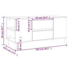 Vidaxl Klubska mizica visok sijaj bela 102x44,5x50 cm inženirski les