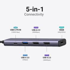 Ugreen 5v1 USB-C 4K HDMI, 100W, 4K@30Hz HDMI