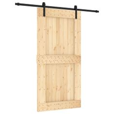 Vidaxl Drsna vrata s kompletom vodil 100x210 cm trdna borovina