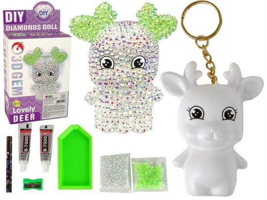 shumee DIY Kit Diamond Reindeer DIY Crystals 3D Keychain White