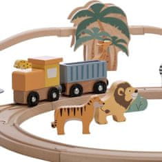 Free2Play železnica z vagoni in živalsko druščino, lesena (80630)