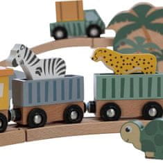 Free2Play železnica z vagoni in živalsko druščino, lesena (80630)
