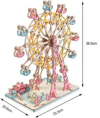 Woodcraft Lesena 3D sestavljanka Ferris Wheel Pastel