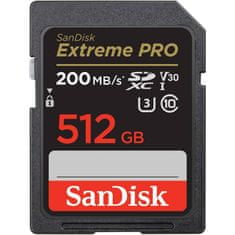 SanDisk Extreme PRO/SDXC/512GB/UHS-I U3/razred 10/črna