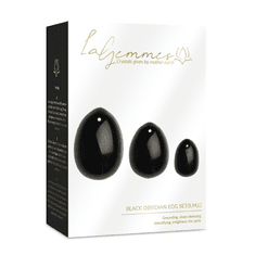 La Gemmes - Set za jajca Yoni Black Obsidian L-M-S