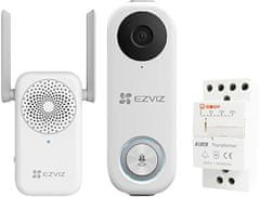 EZVIZ Zvonec DB1C komplet WiFi, zvonec s kamero, enota za zvonjenje, transformator