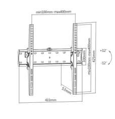 Gembird držalo za TV WM-55T-02, 32"-55" (40 kg), nagibno