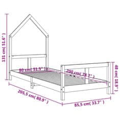 Vidaxl Otroški posteljni okvir bel 80x200 cm trdna borovina