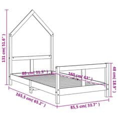 Vidaxl Otroški posteljni okvir bel 80x160 cm trdna borovina