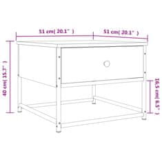 Vidaxl Klubska mizica dimljeni hrast 51x51x40 cm inženirski les