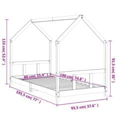 Vidaxl Otroški posteljni okvir 90x190 cm trdna borovina