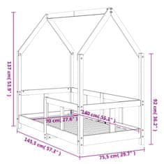 Vidaxl Otroški posteljni okvir bel 70x140 cm trdna borovina