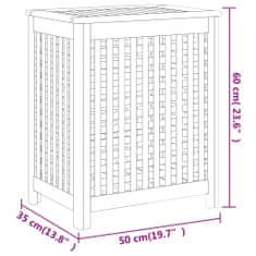 Vidaxl Koš za perilo 50x35x60 cm trdna tikovina