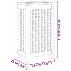 Vidaxl Koš za perilo 35x25x60 cm trdna tikovina