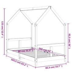 Vidaxl Otroški posteljni okvir bel 80x160 cm trdna borovina