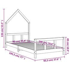 Vidaxl Otroški posteljni okvir bel 90x190 cm trdna borovina