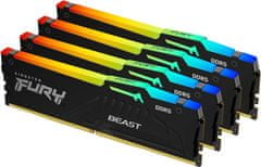 Kingston FURY Beast/DDR5/64GB/6000MHz/CL40/4x16GB/RGB/črna
