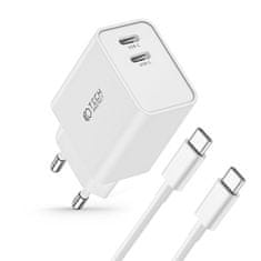 Tech-protect C35W polnilnik 2x USB-C 35W + kabel USB-C, bela