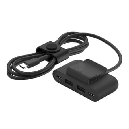 Belkin BOOST CHARGE 4-portni napajalnik USB (2xUSB-C, 2xUSB-A) do 30 W + 2 m kabla USB-C, črn